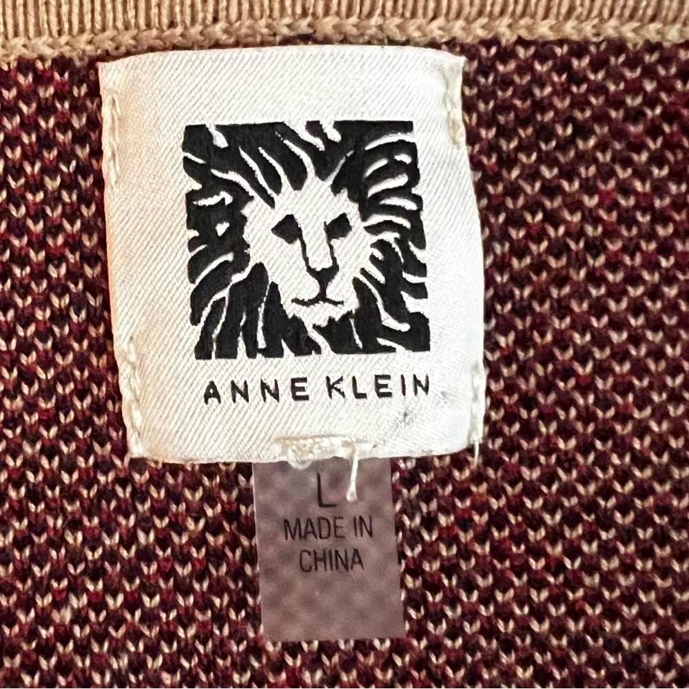 Anne Klein Tan Plaid 3/4 Sleeve Casual Long Cardigan Sweater Womens Size Large - Picture 5 of 6